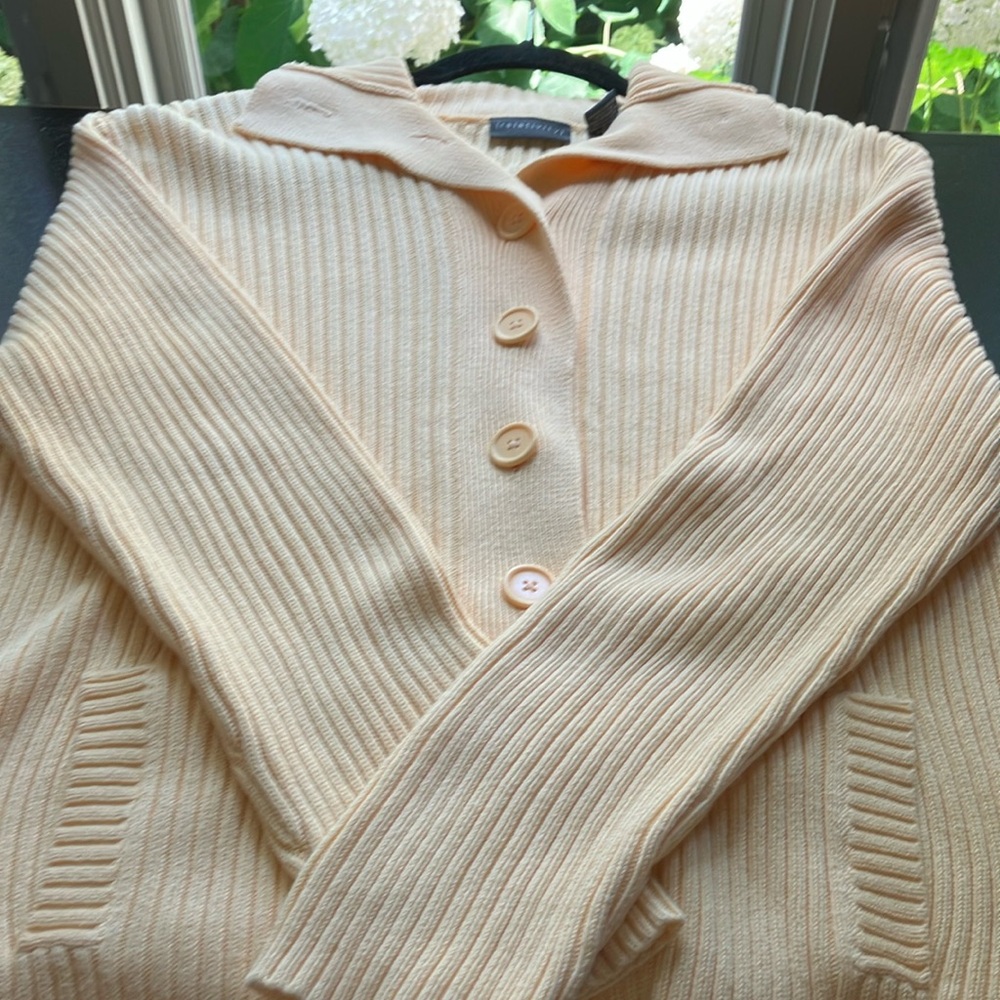 Relativity XL yellow Cream Chunky Knit Cardigan Sweater